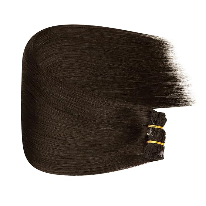 Fshine Hand Tied Weft Hair Extensions Dark Brown Sew in Remy Weft Hair Extensions 22 Inch Straight Remy Sew in Brown for Women 100g