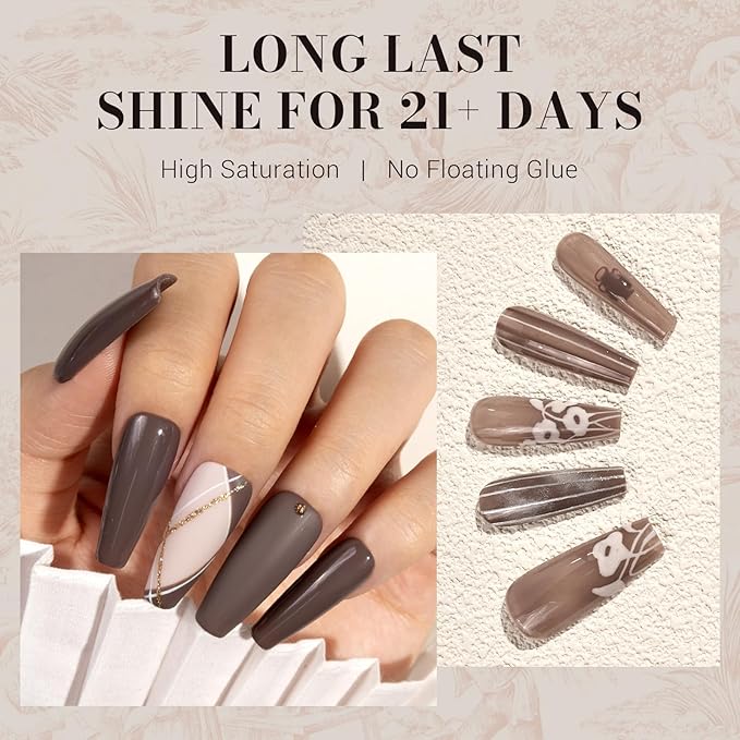 MelodySusie Dark Brown Gel Nail Polish, 0.5 fl oz Soak Off UV LED Gray Brown Gel Polish Gift for Women Nail Art Manicure Salon DIY Nail Design Decoration at Home-1647-A2206