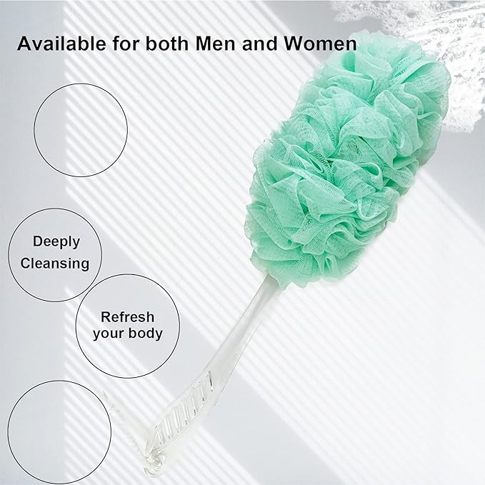PPHAO - Back Bath Brush - Loofah Sponge Scrubber - Bath Brush Long Handle for Shower - Loofah Exfoliating for Men - Shower Loofah for Women - Green Loofah - 1Pack