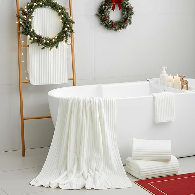 Oversized Bath Sheets 40x80 Inches Extra Large Bath Towels for Adults Super Soft Quick Dry Highly Absobent Microfiber Shower Towels for Bathroom, Pool, Gym, Yoga Towel(White, 2Piece)
