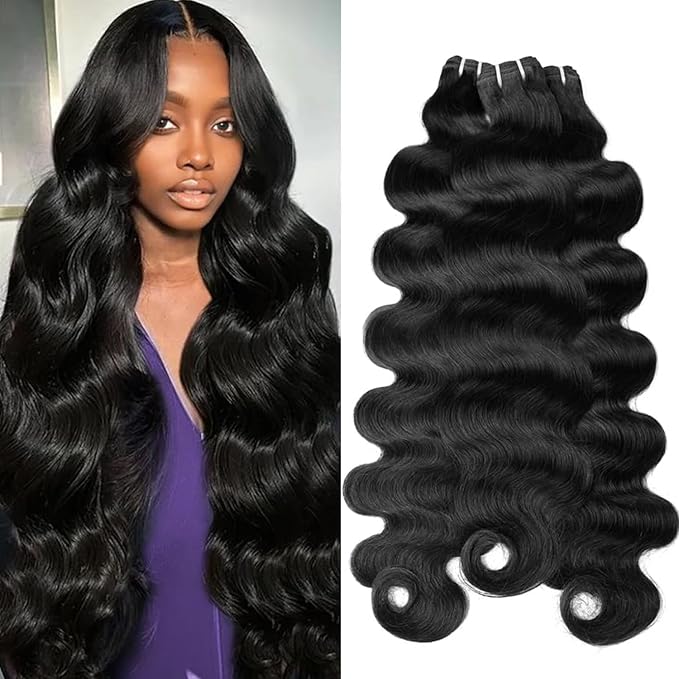 Human Hair Bundles Body Wave 28 30 32 Inch 12A Brazilian Hair 100% Unprocessed Virgin Hair Body Wave Human Hair Bundles Natural Color For Black Women