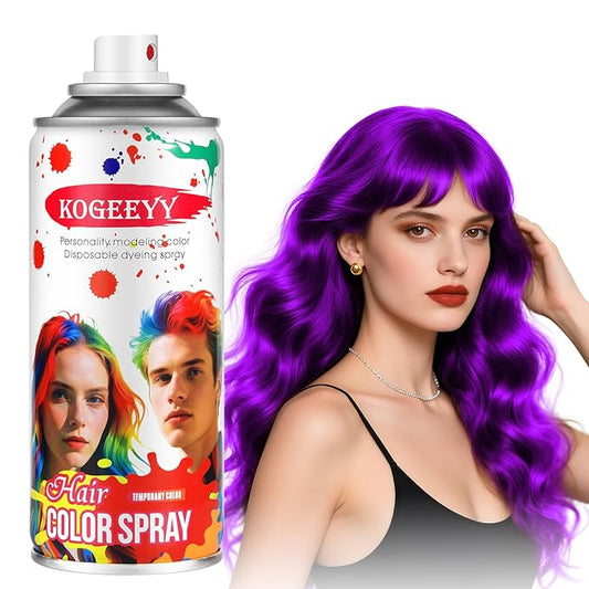 Christmas Temporary Hair Color Spray for Kids Women,One-Time Use Purple Hair Spray, Washable Temporary Hair Dye, Natural Hair Color Wax,Non-sticky Hair Spray for Cosplay,Party,Halloween(Purple,4.06Oz)