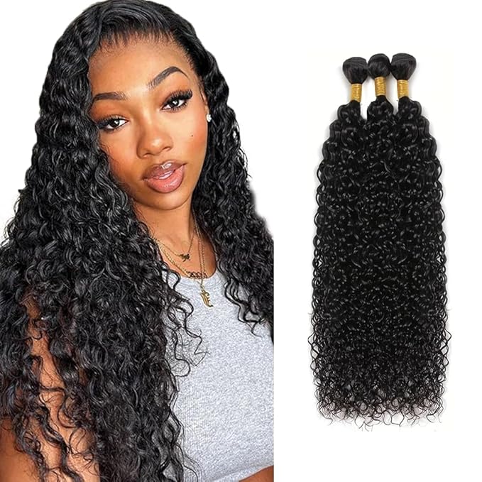#1B Kinky Curly Bundles Wet and Wavy Bundles Human Hair 18 20 22 inch Curly Wave Human Hair Weave Bundle 150g
