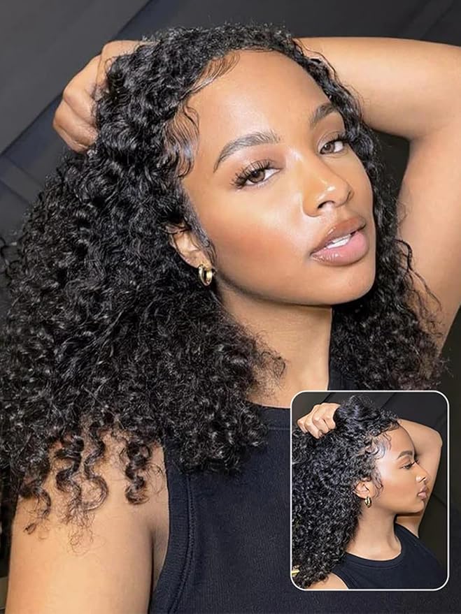 ORIGINAL QUEEN 13x6 Water Wave Lace Front Wigs Human Hair Pre Plucked Pre Bleached Knots Deep Curly Human Hair Wigs for Women 13X6 Lace Frontal Wig 200% Density Natural Color 26Inch