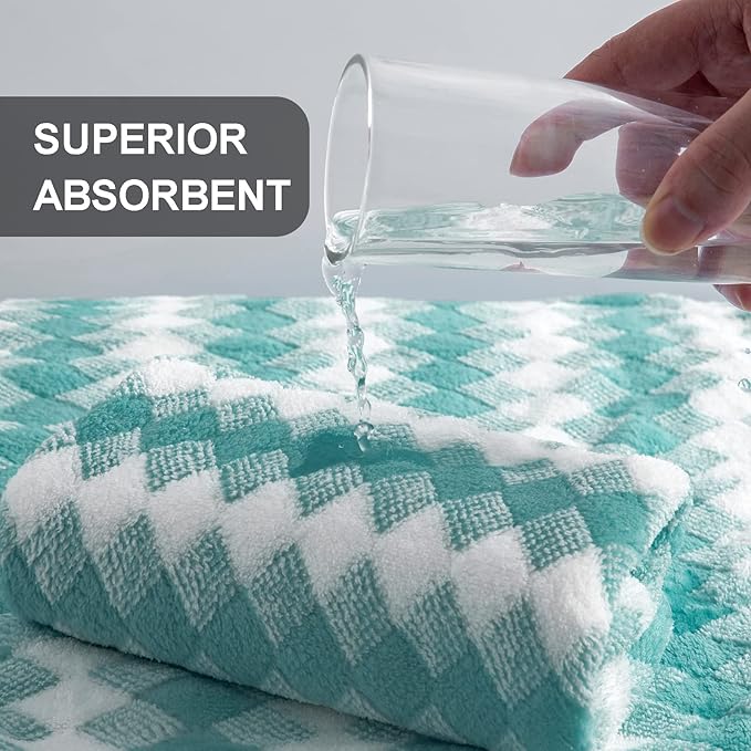 Hand Towels Set 2 Pack-16“x31” Ultra Soft Microfibers Bathroom Towel Set Highly Absorbent Quick Dry Luxury Premium Towel Lightweight Cozy Durable Hand Towel Collection Hotel Spa Gym Kitchen,Aqua