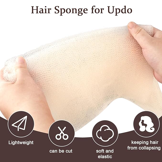 Hair Filler for Updos, Hair Bumps for Volume Insert, Hair Sponge for Blonde Women, 107 Pcs Hair Padding Kit with Bobby Pins and U Shape Pin, Pleastic Hair Clips and Comb