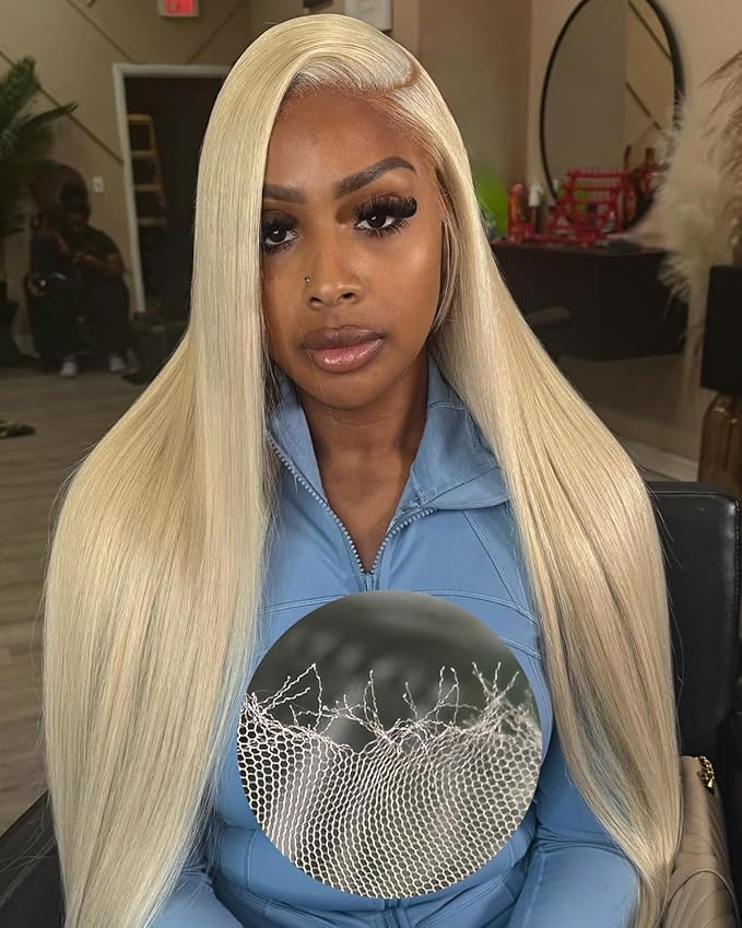 Alididi Skinlike Real Hd 613 13x6 Lace Front Wig Human Hair Straight Pre Plucked Bleached Knots 200% Density 0.10mm Ultra-Thin Invisible Lace Blonde Wig Human Hair For Women 30 Inch
