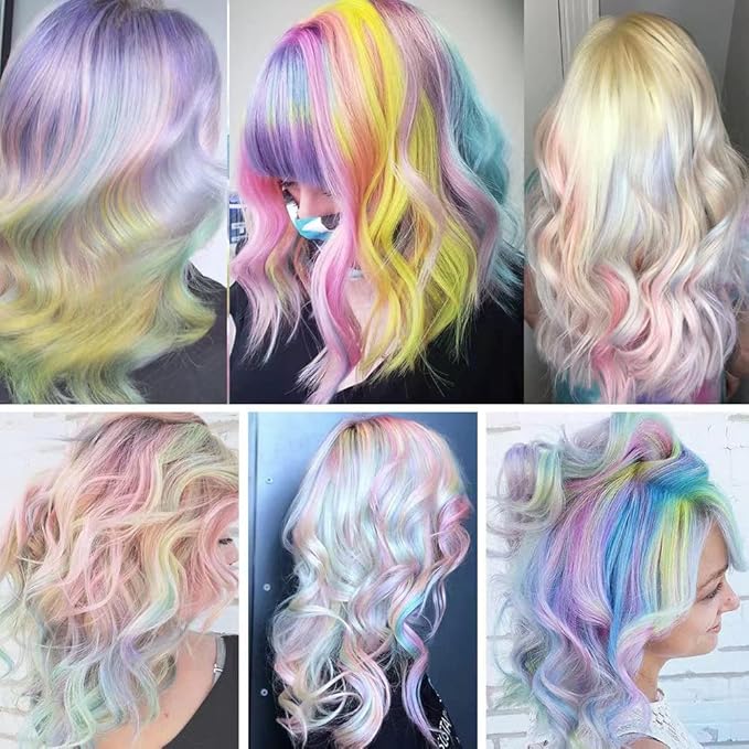12 PCS 20 inch Light Colors Wig Pieces Colorful Party Highlights Clip in Coloured Hair Extensions Multicolors Straight Synthetic Hairpieces for Woman Girls Hair Accessories