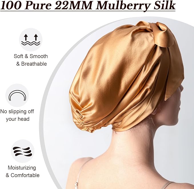 DAISYSILK 100 Pure Mulberry Silk Hair Bonnet for Sleeping Silk Hair Wrap for Women