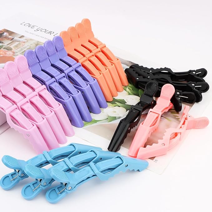 24 Pack Alligator Hair Clips for Styling, Sectioning Crocodile hair Clips Professional Barber Accessories for Salon of Thick Curly Volume Hair (Multicolored)