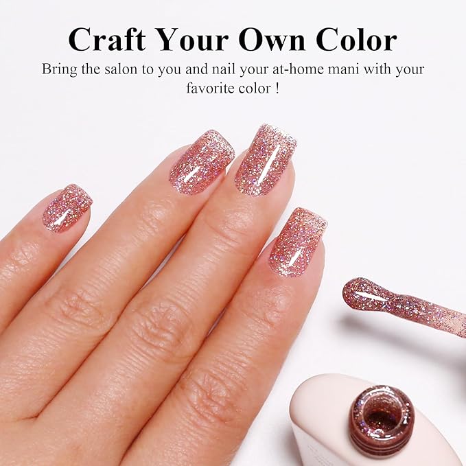 Imtiti Glitter Gel Nail Polish, 1Pcs Rose Gold Gel Polish Sparkle Soak Off UV LED Gel Polish, Long Lasting, Manicure Salon DIY at Home for Women (0.34 Fl Oz-959)