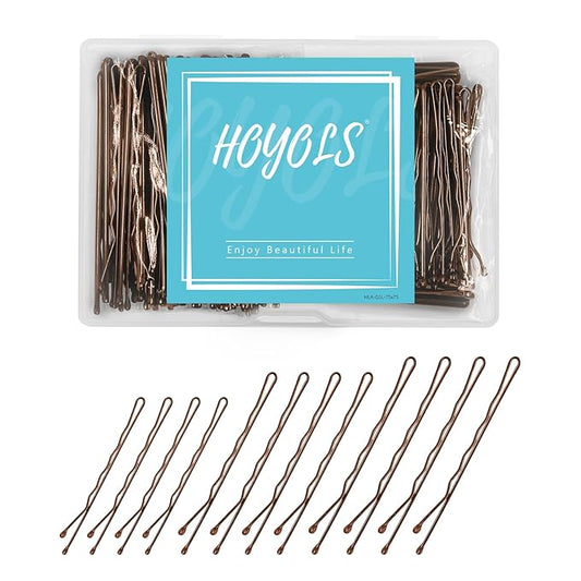 HOYOLS Brown Bobby Pins for Women Hair, 150 Pcs in 3 Sizes (1.9", 2.4", 2.7") for Updo, Bun, Styling Hair Accessories for Thick & Thin Hair (Brown)