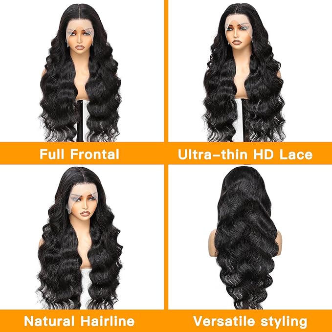 28 Inch Lace Front Wigs Human Hair 200 Density Body Wave Lace Front Wigs Human Hair Pre Plucked 13x4 HD Lace Frontal Glueless Wig for Women
