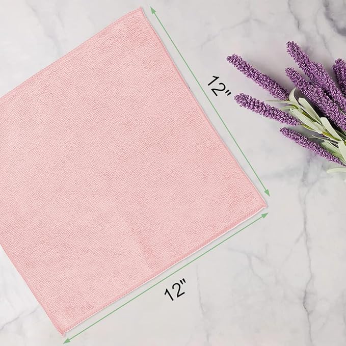 Washcloths - 20 Pack - Face Towels (12" x 12"), Highly Soft Wash Cloths and Hand Towels, Fast Drying Multi-Purpose Microfiber Cleansing Cloths for Bathroom, Hotel, Spa, and Salon - Pink