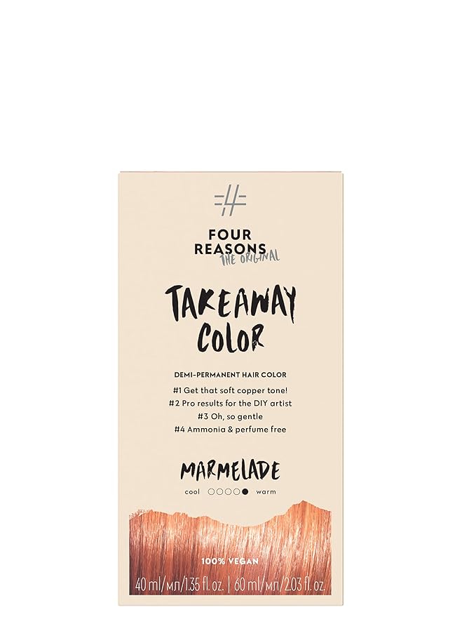 Four Reasons Original Takeaway Color - Marmelade – 7.43 Copper - Demi-Permanent Hair Color - Ammonia-Free and Fragrance-Free Hair Dye - 100% Vegan & Cruelty Free