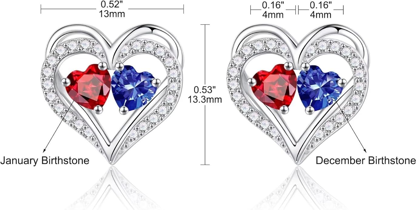 Iefil Christmas Gifts for Women Wife - 925 Sterling Silver Birthstone Earrings, Anniversary Birthday Gifts for Women Wife Girlfriend Mom