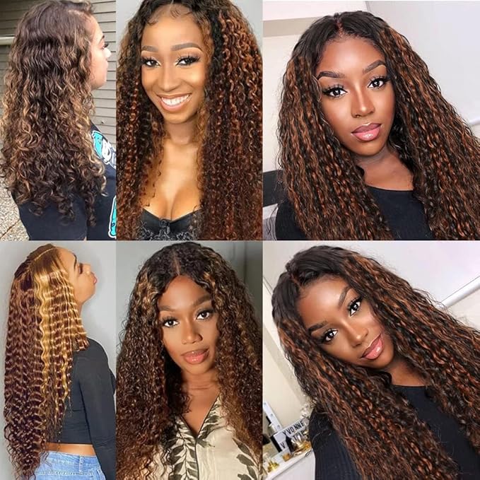 Highlight Bundles Human Hair P4/30 Kinky Curly Bundles Brazilian Virgin Hair Single Bundle 12 Inch Light Brown Bundle Human Hair Extensions