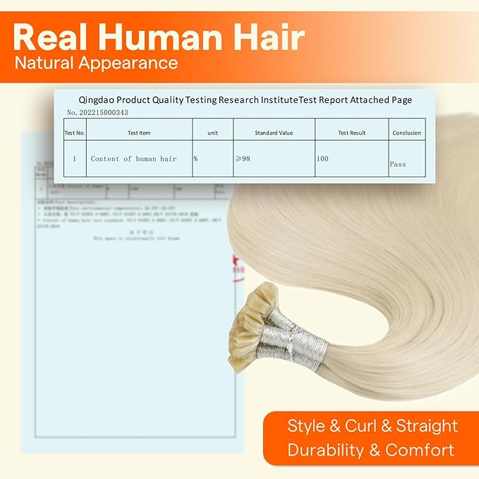 Full Shine U Tip Human Hair Extensions Color 60 Platinum Blonde Keratin Tip Hair Extensions 20 Inch Fusion Extensions Prebonded Human Hair 50 Grams add Length