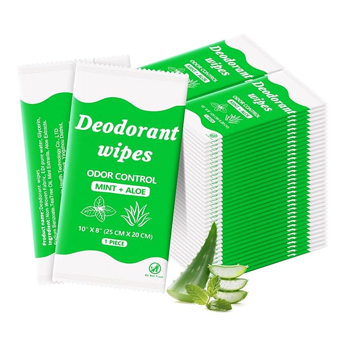 Travel Deodorant Body Shower Wipes Deodorizing Bathing Wipes, Disposable No Rinse Adults Women Men Individually Wrapped Underarm Sweat Antiperspirant Bath Wipe for Travel Camping Gym (Green, 200 Pack)
