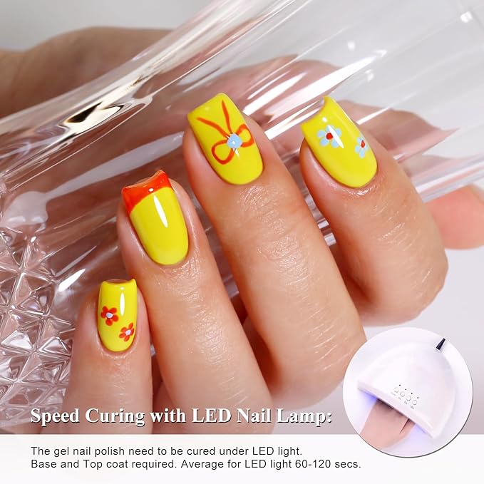 Imtiti Neon Yellow Gel Nail Polish, Canary Yellow Soak Off UV LED Gel Polish, Long Lasting, Nail Art Manicure Salon DIY at Home for Spring and Summer (0.34 Fl Oz-963)