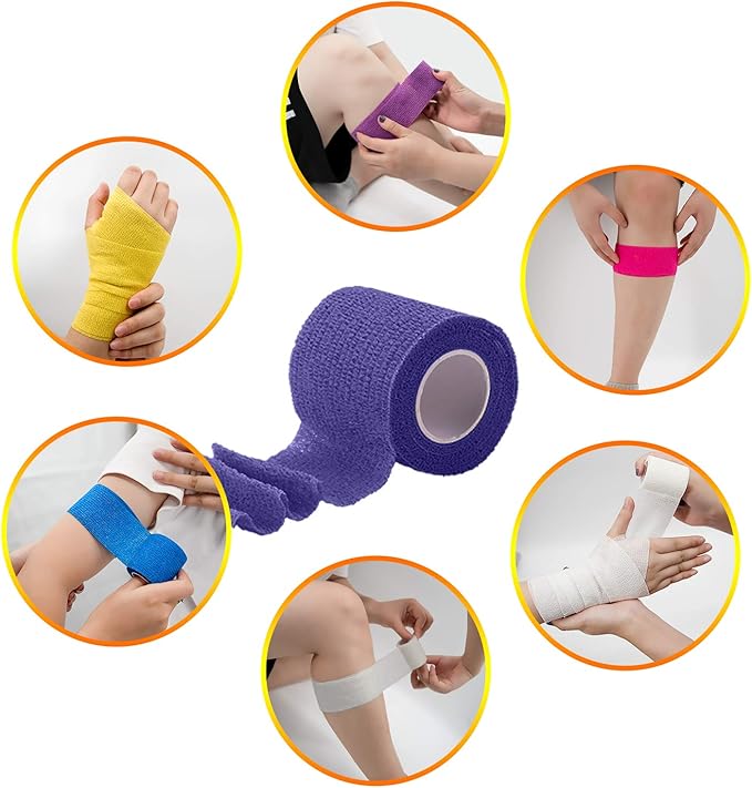 BQTQ 108 Rolls Self Adhesive Bandage 2 Inch Colored Self Stick Athletic Wrap Tape Self Adherent Stretch Bandages for Wrist Ankle Swelling Sprains (Rich Color)