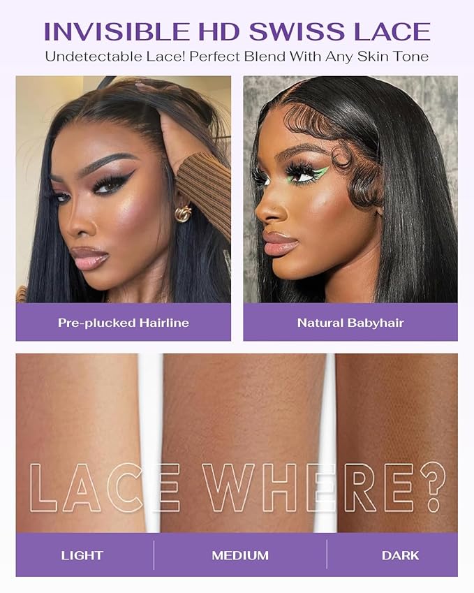 13x6 SKINLIKE Real HD Lace Frontal Wig, 180% Density Ultra-fitted 0.10mm Thin Invisible HD Lace Wig Pre-plucked Hairline Bleached Knots Virgin Human Hair Wigs Body Wave 28 Inch