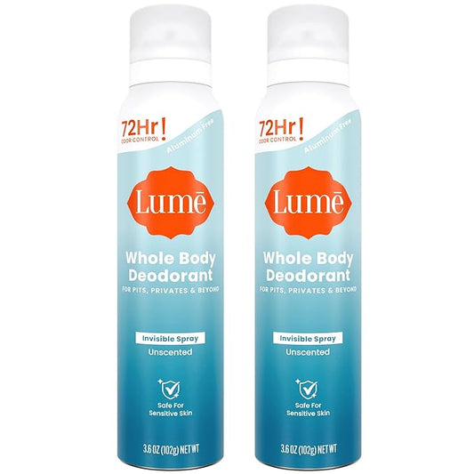Lume Invisible Spray Deodorant For Women - Whole Body Deodorant Spray - 72 Hr Odor Control - Ozone Friendly, Natural Propellant - Aluminum & Baking Soda Free, Skin Loving - 3.6 ounce (Unscented)