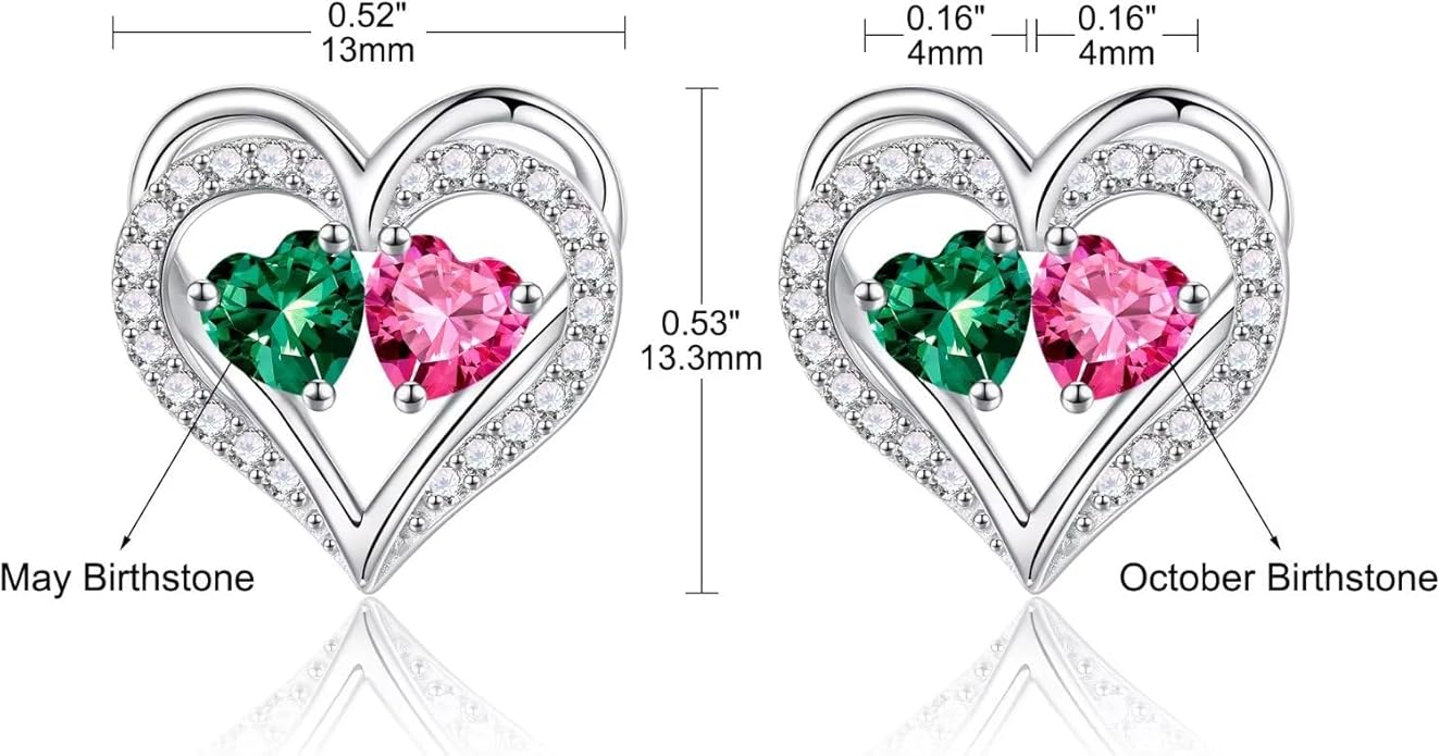 Iefil Christmas Gifts for Women Wife - 925 Sterling Silver Birthstone Earrings, Anniversary Birthday Gifts for Women Wife Girlfriend Mom