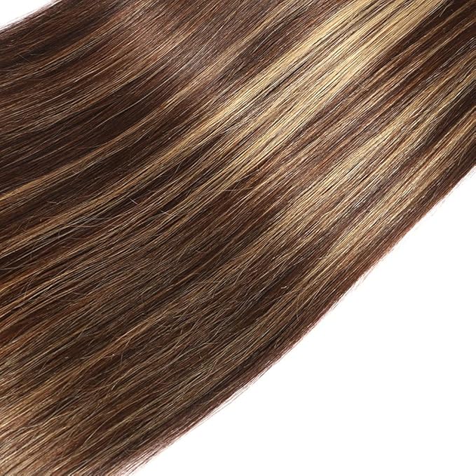 28 Inch Freiuoke Hair P4/27 Bundles Honey Blonde Straight Human Hair Bundles 8A Grade Brazilian Unprocessed Virgin Hair 1 Bundle Two Tone Highlight Brown Straight Bundles Hair Extensions