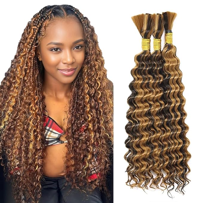 P427 Blonde Human Braiding Hair Deep Wave Bulk 20 20 20 Inch Human Hair Weave 3 Bundles 150g Unprocessed Brazilian Virgin Hair Extensions