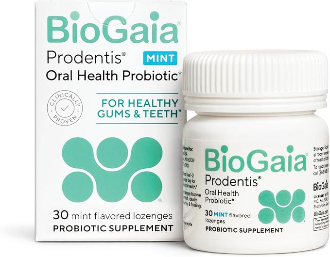 BioGaia Prodentis | Oral Probiotics | Promotes Healthy Gums & Teeth | Defends Against Bad Breath & Dental Problems | Improves Oral Health | Mint Flavored | 30 Dental Probiotic Lozenges