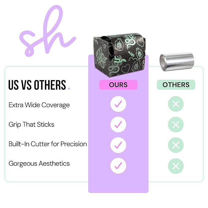 Simply Hair Hair Foil Roll – 100m Embossed Medium Weight Roll with Built-In Cutter – Custom Length Foil for Hair Dye, Highlights & Balayage - No-Slip Grip - 12.7cm - Serpent