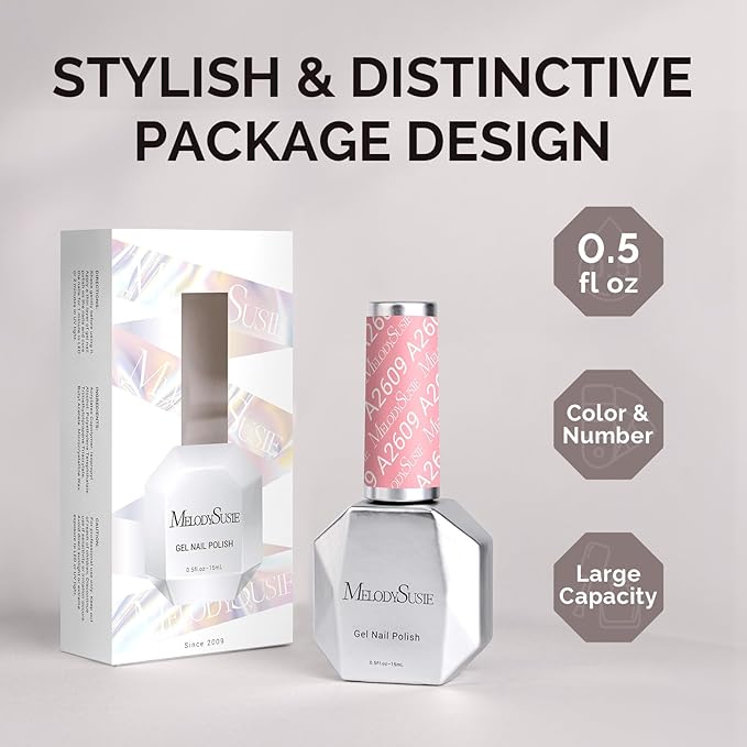 MelodySusie 0.5fl oz Candy Pink Gel Nail Polish, Nails Soak Off UV LED Light Baby Pink Gel Polish Gift for Women Nail Art Manicure Salon DIY Nail Design Decoration at Home-A2609