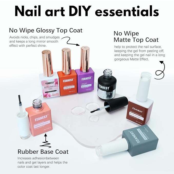 FZANEST 130Pcs 15ml Gel Nail Polish Set With Rubber Base Top Matte Coat 120 Colors Pink Nude Red White Black All Seasons Gel Polish Kit Nail Art Starter For Nail Salon Home Gifts for Women and Girls