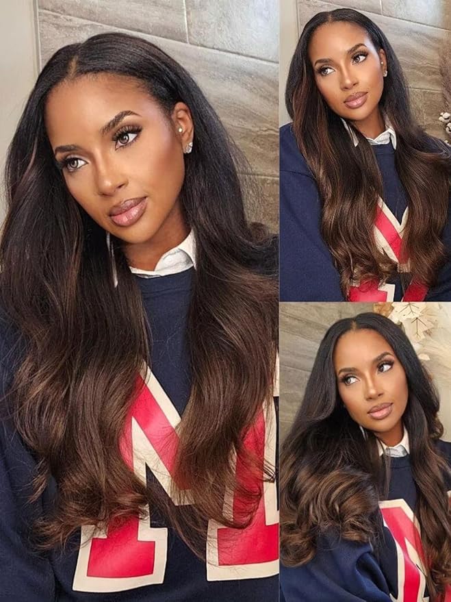 UNICE Chestnut Brown Ombre Body Wave Human Hair Weave 3 Bundles 20 20 20 inch Brazilian Remy Human Hair Wavy Sew in Human Hair Extensions