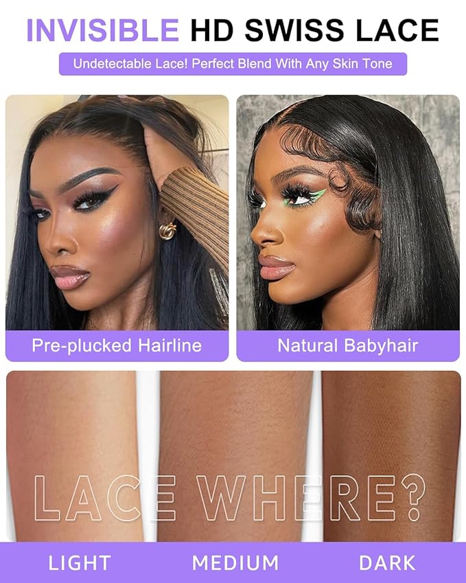 Straight Wigs Human Hair 200 Density 13x6 Lace Front Wigs Human Hair Pre Plucked HD Lace Frontal Wigs Human Hair for Women Glueless Wigs Human Hair 24 Inch