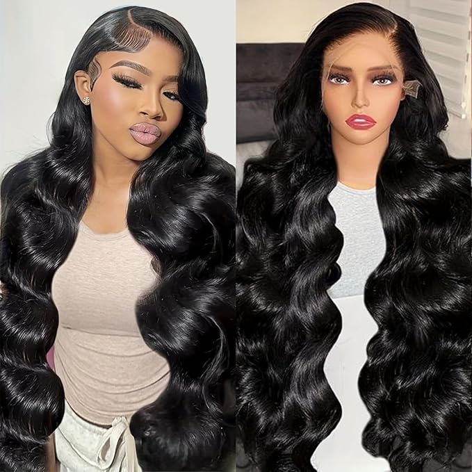 13x6 Lace Front Wigs Human Hair Pre Plucked 210 Density Body Wave HD Lace Front Wigs for Women Human Hair Glueless (Natural Color Body Wave Wig, 30 Inch)
