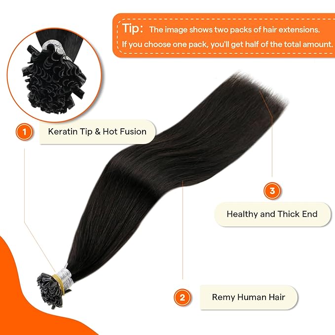 Full Shine Black U Tip Hair Extensions Human Hair 20 Inch Long Straight Remy Hair Off Black U Tip Human Hair Extensions 50 Grams Fusion Real Human Hair Keratin Bond Extensions