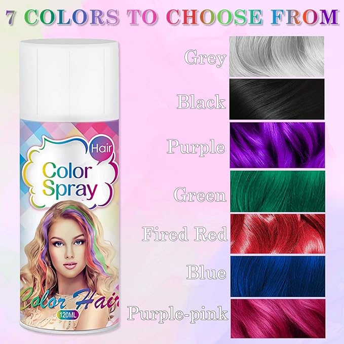 Green Temporary Hair Color Spray for Kids Women, One-Time Use Washable Hair Dye, Non-sticky Colored Hair Spray for Christmas Party, Cosplay, Crazy Hair Day (Green, 120ML)