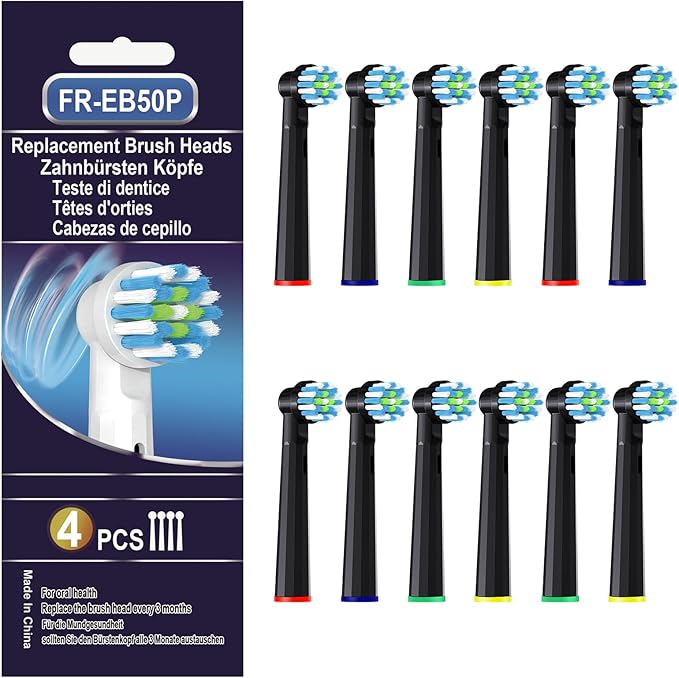 Replacement Toothbrush Heads Compatible with Oral B Braun Pro 1000/Genius X/Smart 1500, Brush Heads Refill Compatible with Oral B for Teeth and Gums Care (12 Black)