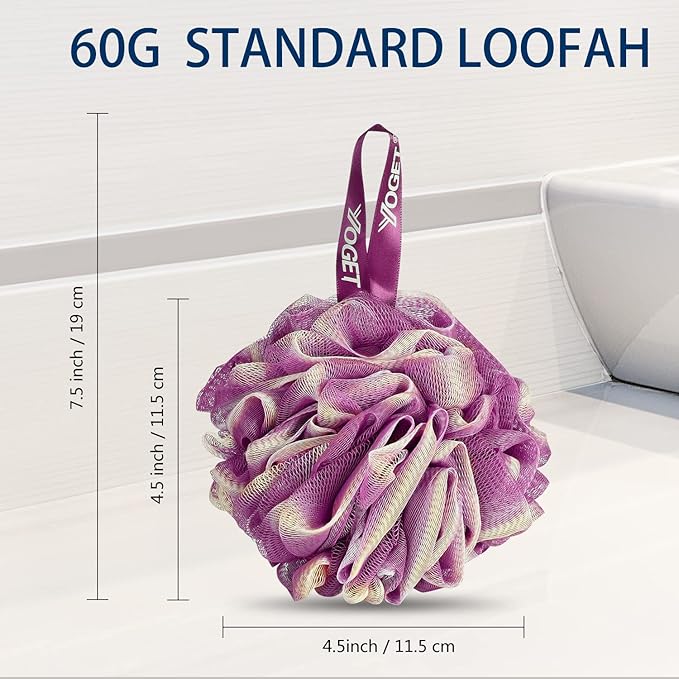 Yoget 4 Pack Bath Loofah Sponge, 4 Color 60G Bath Sponge,Exfoliate, Cleanse, Soothe Skin