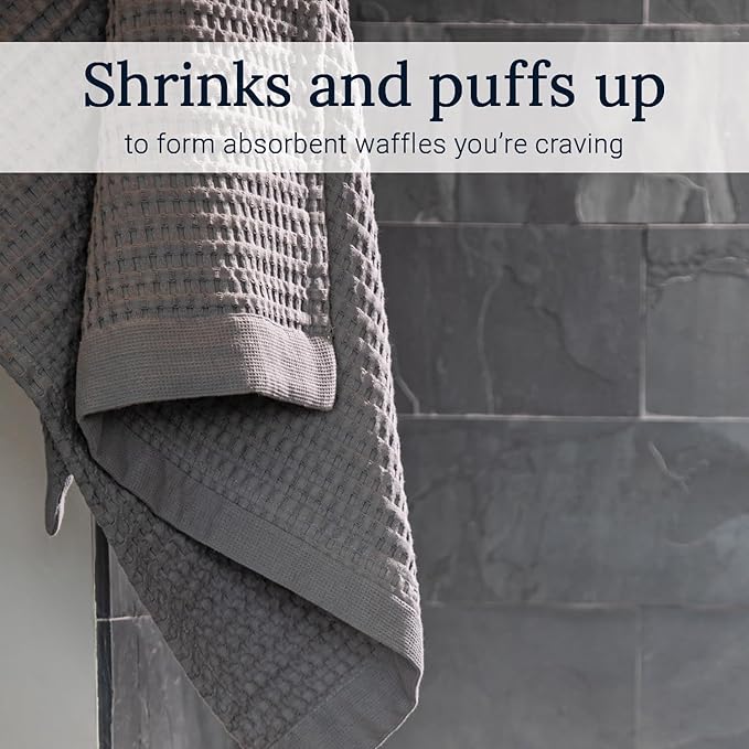 GILDEN TREE Waffle Towel Set Quick Dry Thin | 2 Bath Towels | 2 Hand Towels | 2 Washcloths, Modern Style (Slate)