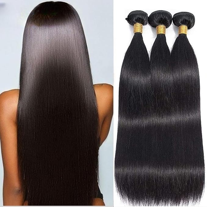 Straight Bundles Human Hair Bundles 22 24 26 Inch Human Hair Bundles 12A Unprocessed Virgin Brazilian Hair Bundles 3 Bundles Human Hair Extensions Natural Color
