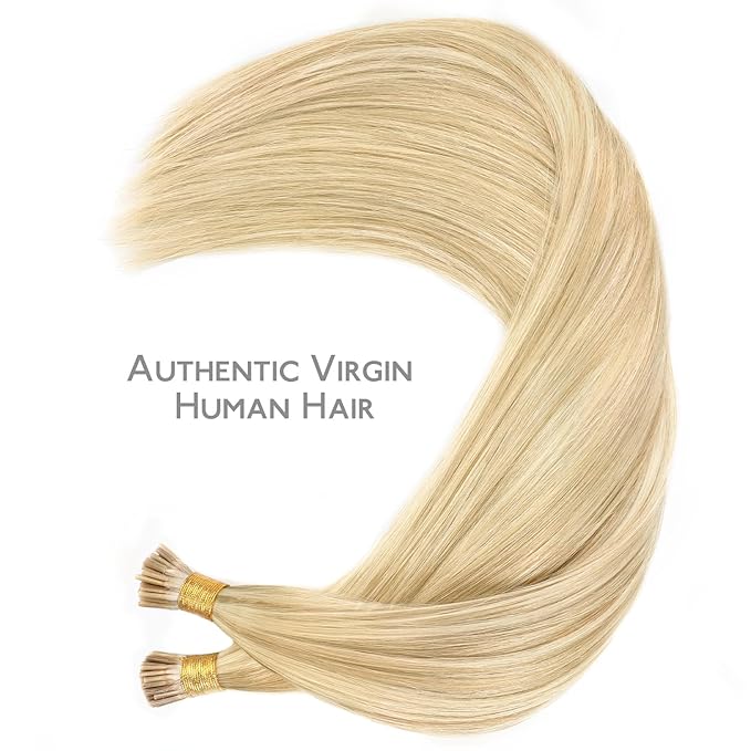 WENNALIFE I Tip Hair Extensions Real Human Hair, 100g 100s 22 Inch Light Blonde Highlighted Golden Blonde Remy Itip Human Hair Extensions Invisible Itips Straight I Tips Cold Fusion Extensions