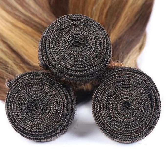 14 16 18 Inch Blonde Bundles Human Hair P27/33 Honey Blonde Straight 3 Bundle Unprocessed Brazilian virgin hair Weave Extensions Double Weft 50 Grams/Bundle Colored Highlight Brown Bundles