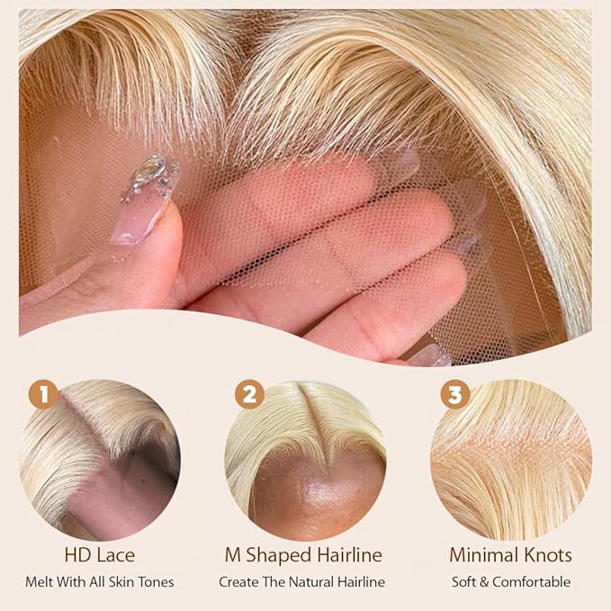 613 Lace Front Wig Human Hair 28 Inch Blonde Wig Human Hair Pre Plucked 180 Density 13x6 Straight HD Lace Frontal Wig Natural Hairline