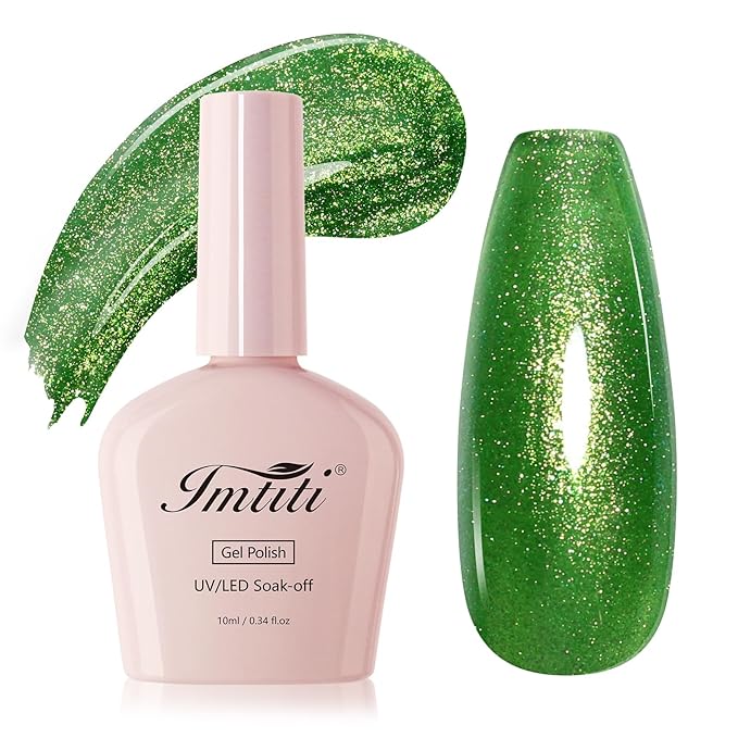 Imtiti Green Glitter Gel Nail Polish,Sparkling Emerald Green Soak Off UV LED Gel Polish for Christmas Parties, Long Lasting, Nail Art Starter Manicure Salon DIY at Home for Women (0.34 Fl Oz-1932)
