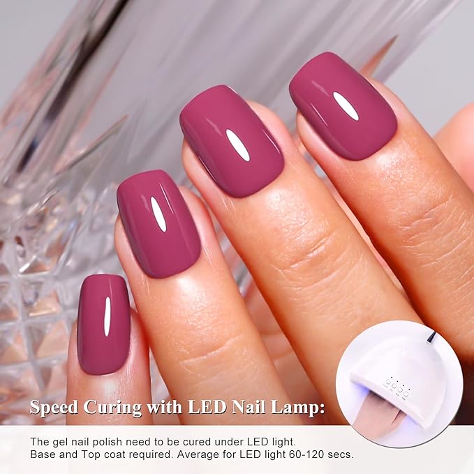 Imtiti Eggplant Red Gel Nail Polish, 1Pcs Rose Purple Red Soak Off UV LED Gel Polish, Long Lasting, Nail Art Manicure Salon DIY at Home for Autumn and Winter (0.34 Fl Oz-1921)