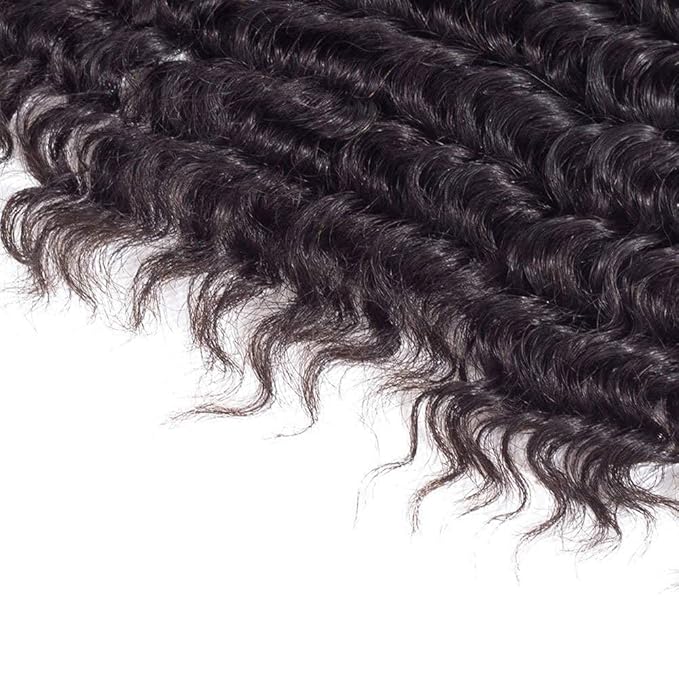 Deep Wave Bundles Human Hair 24 26 28 Inch Unprocessed Brazilian Virgin Hair for Women Remy Deep Wave Hair Extensions Natural Black Double Weft 150g