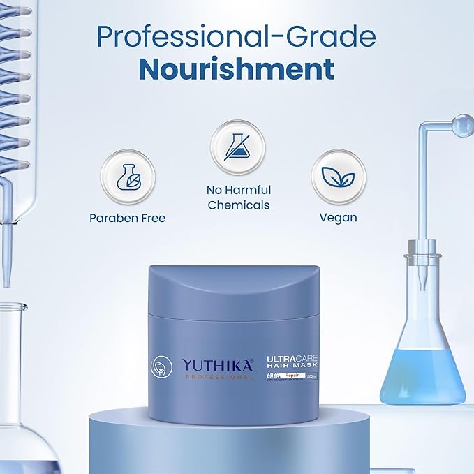 Yuthika Professional UltraCare Hair Mask for Damaged Curly & Frizzy Tangled Hair Advanced Repair Formula Support Hair Growth (500 ML / 16.90 Fluid Ounce)